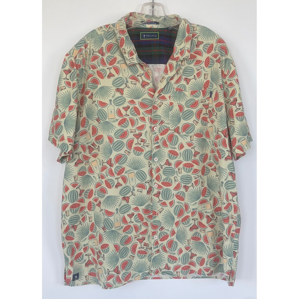 William Murray Golf Shirt XL‎ Watermelon Tequila Agave Linen Blend Button Down
